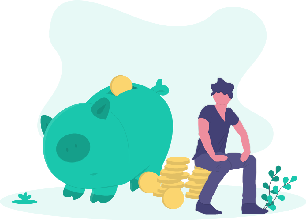 Piggy bank with person