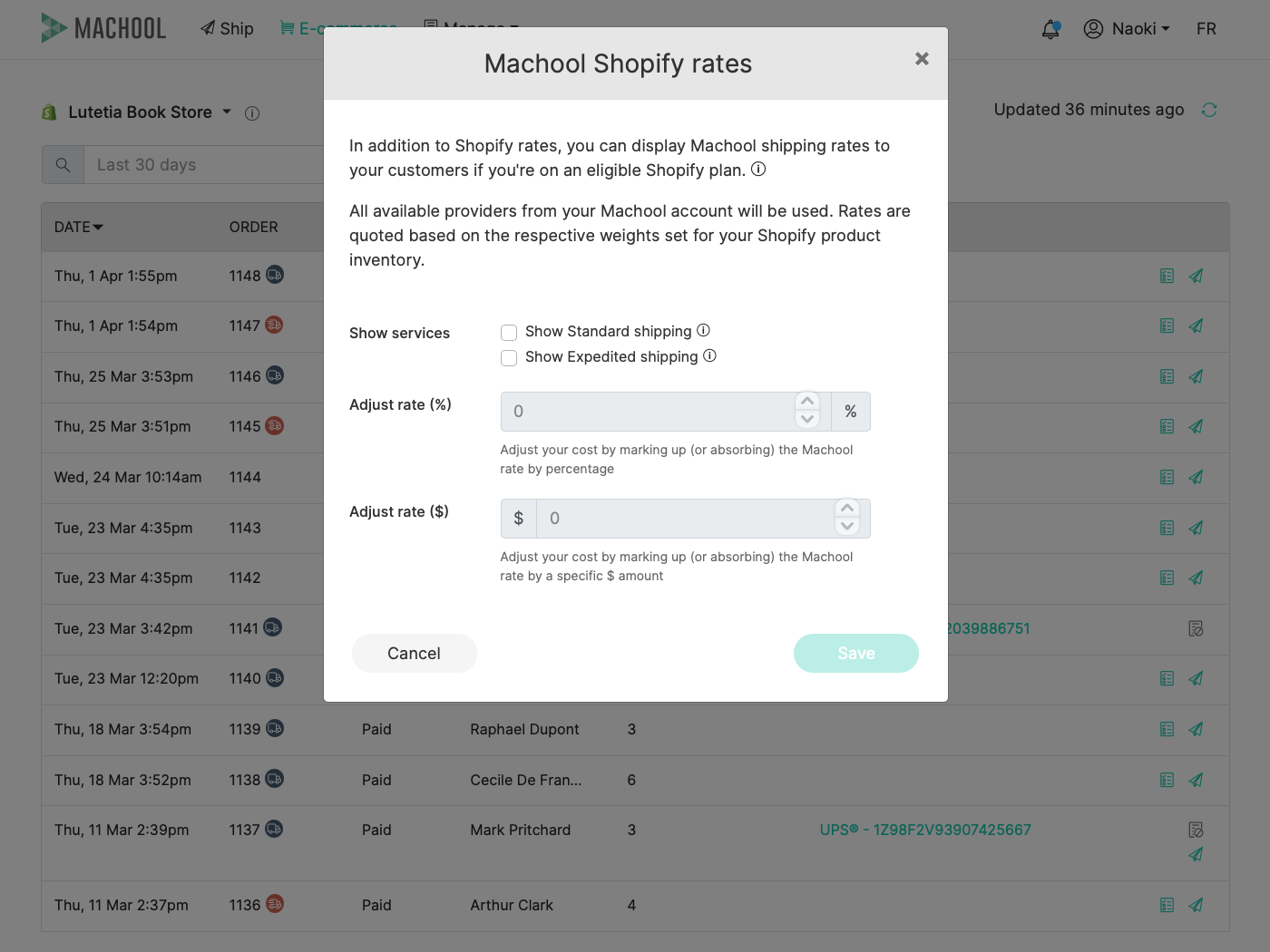 Shopify Plugin modal - English