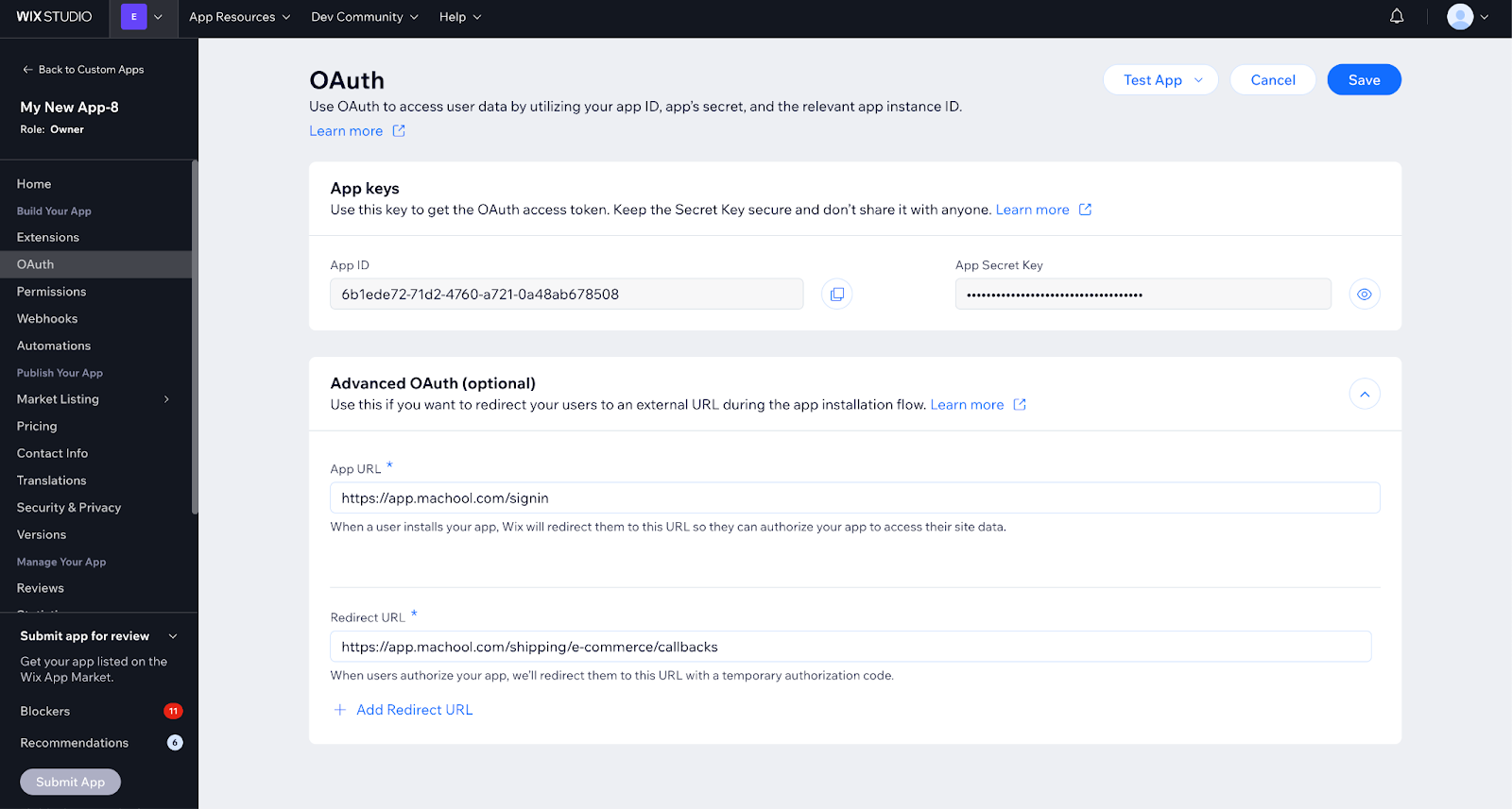 OAuth page
