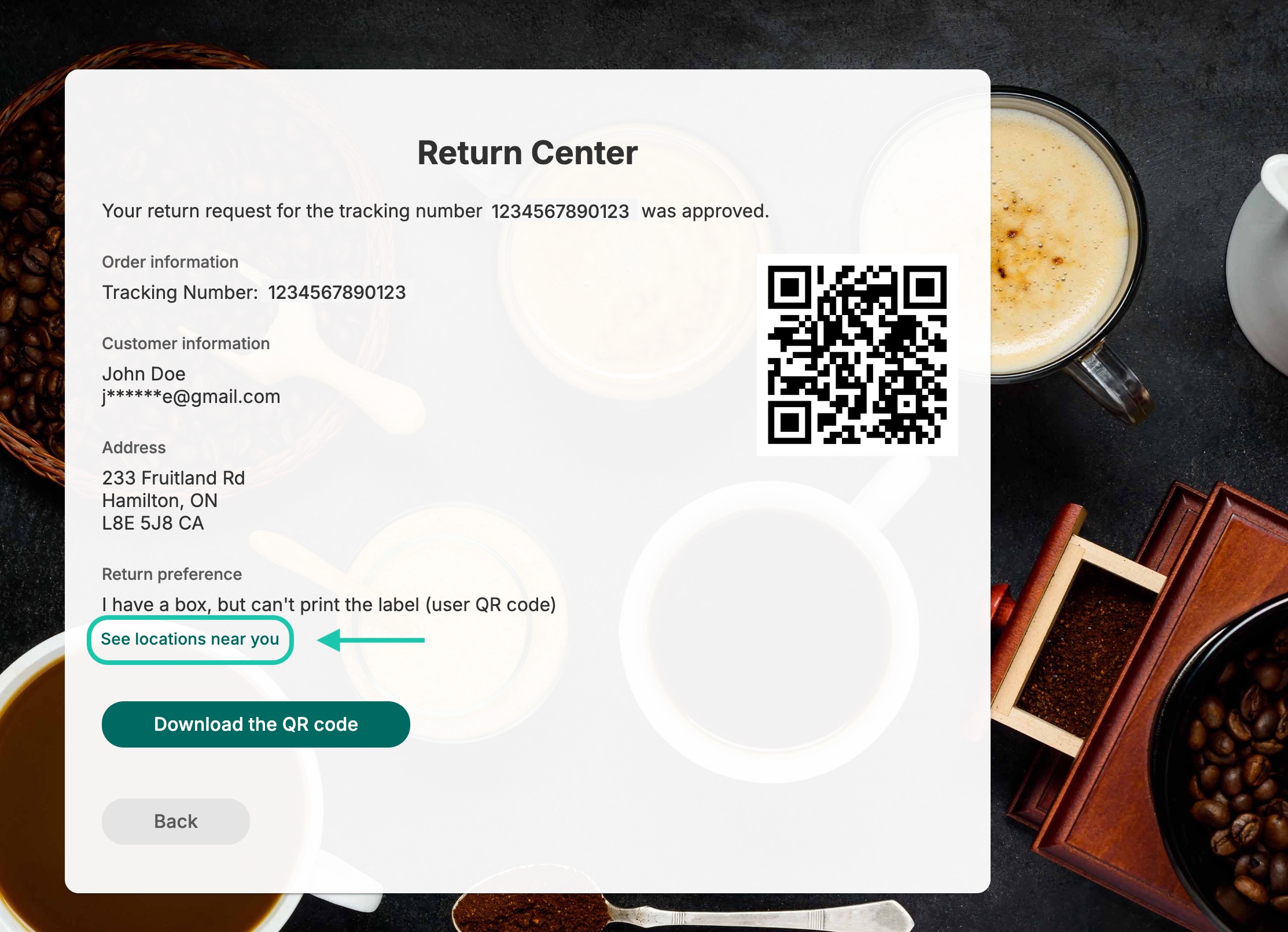 Return center approval